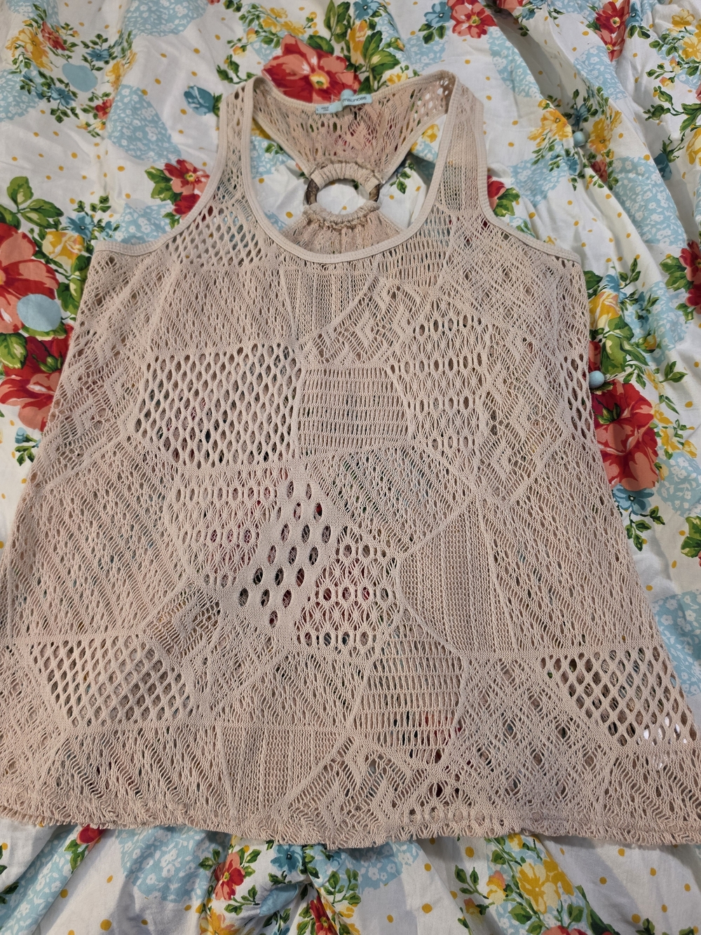 Maurices Beige Crochet Racerback Tank